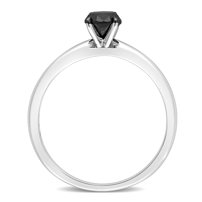 Main Image 3 of Black Diamond Solitaire Engagement Ring 3/4 ct tw Round-cut 14K White Gold