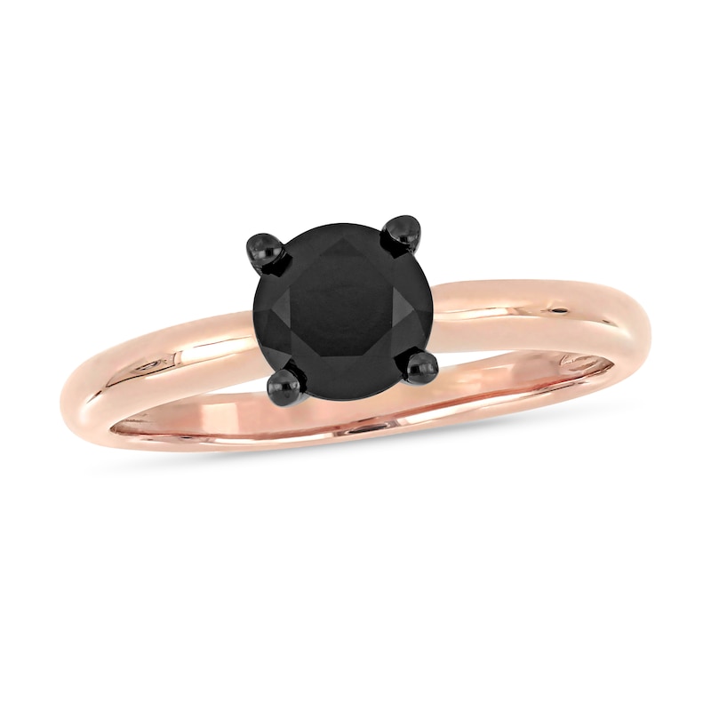 Black Diamond Solitaire Engagement Ring 1 ct tw Round-cut 14K Rose Gold
