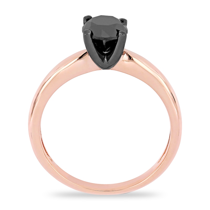 Black Diamond Solitaire Engagement Ring 1 ct tw Round-cut 14K Rose Gold