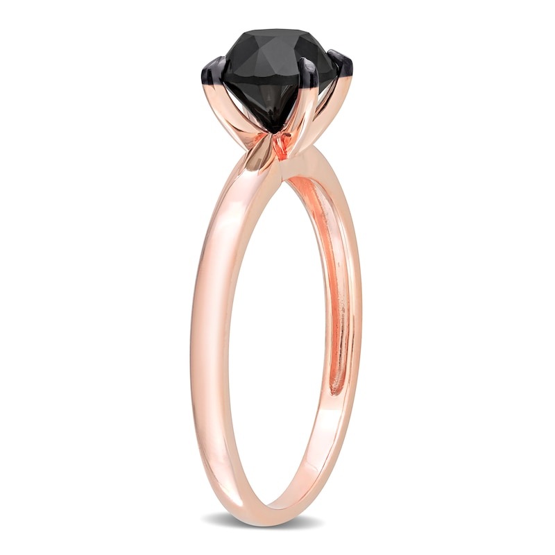 Black Diamond Solitaire Engagement Ring 1-1/2 ct tw Round-cut 14K Rose Gold