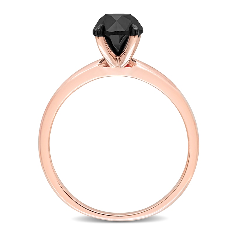 Black Diamond Solitaire Engagement Ring 1-1/2 ct tw Round-cut 14K Rose Gold