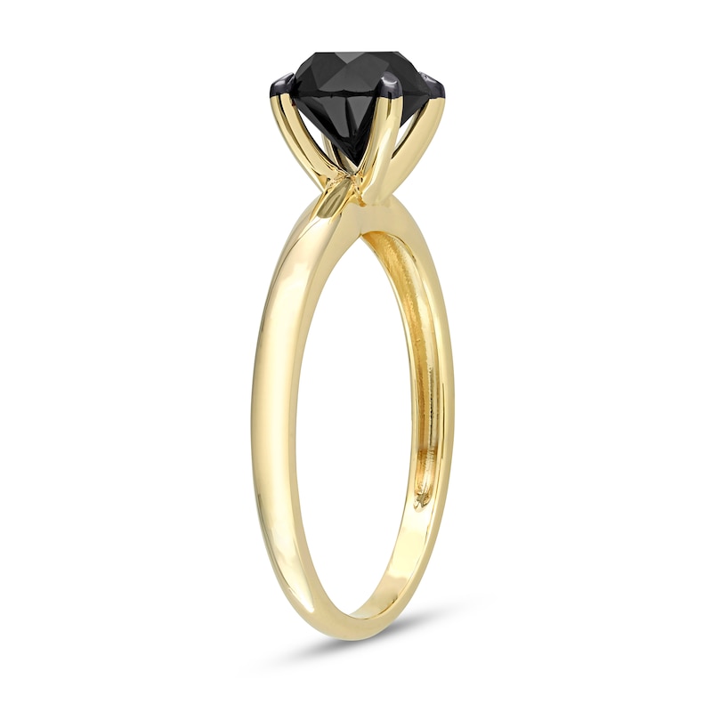 Main Image 2 of Black Diamond Solitaire Engagement Ring 1-1/2 ct tw Round-cut 14K Yellow Gold
