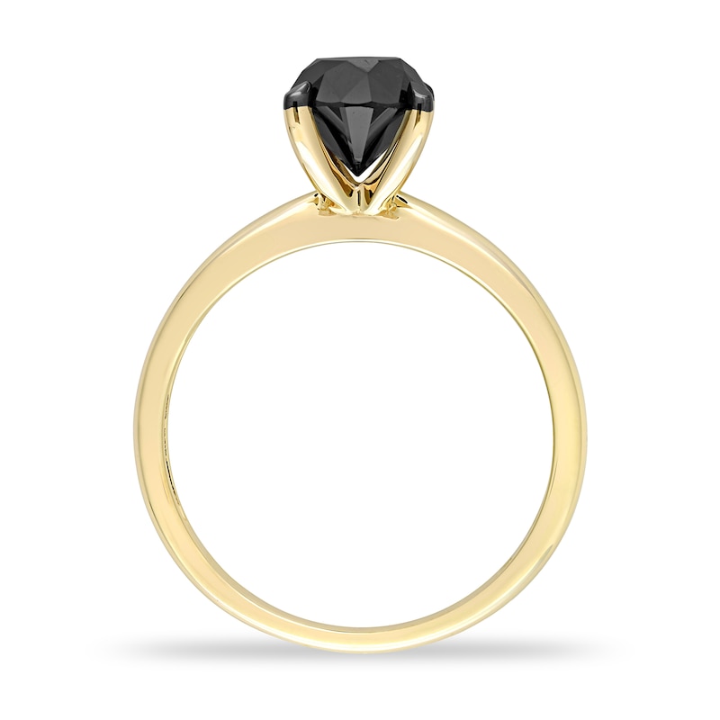 Main Image 3 of Black Diamond Solitaire Engagement Ring 1-1/2 ct tw Round-cut 14K Yellow Gold