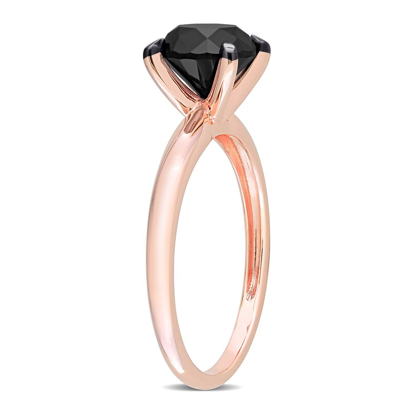 Main Image 2 of Black Diamond Solitaire Engagement Ring 2 ct tw Round-cut 14K Rose Gold