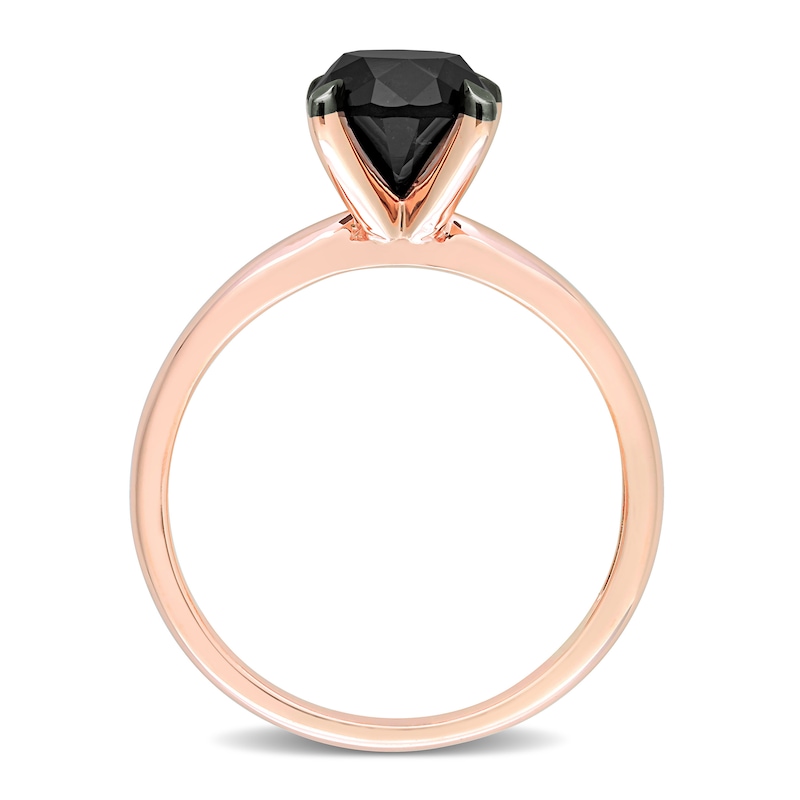 Main Image 3 of Black Diamond Solitaire Engagement Ring 2 ct tw Round-cut 14K Rose Gold