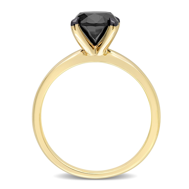 Main Image 3 of Black Diamond Solitaire Engagement Ring 2 ct tw Round-cut 14K Yellow Gold