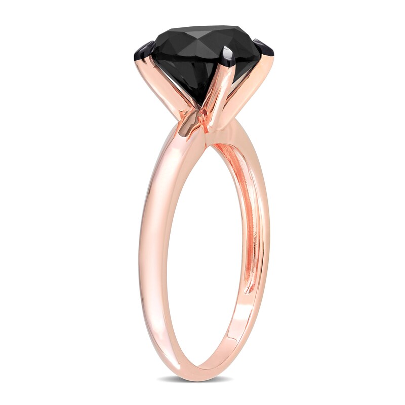 Main Image 2 of Black Diamond Solitaire Engagement Ring 3 ct tw Round-cut 14K Rose Gold