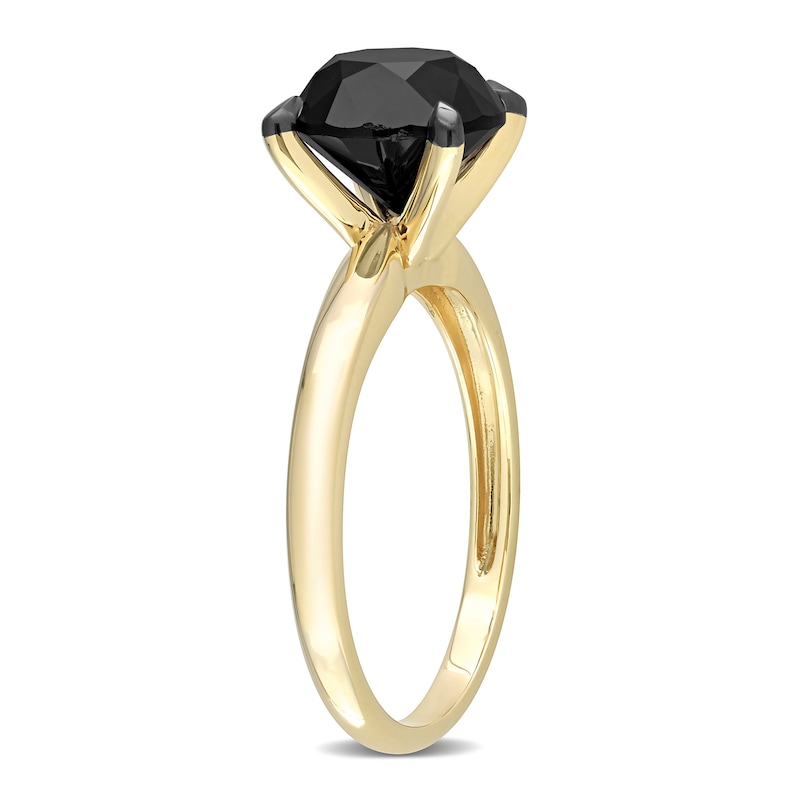 Main Image 2 of Black Diamond Solitaire Engagement Ring 3 ct tw Round-cut 14K Yellow Gold