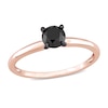 Thumbnail Image 1 of Black Diamond Solitaire Engagement Ring 3/4 ct tw Round-cut 14K Rose Gold