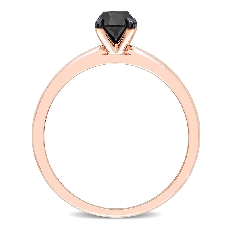 Main Image 3 of Black Diamond Solitaire Engagement Ring 3/4 ct tw Round-cut 14K Rose Gold
