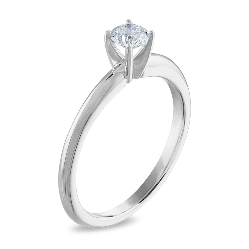 Main Image 2 of Diamond Solitaire Ring 1/3 ct tw Round 14K White Gold (I2/I)
