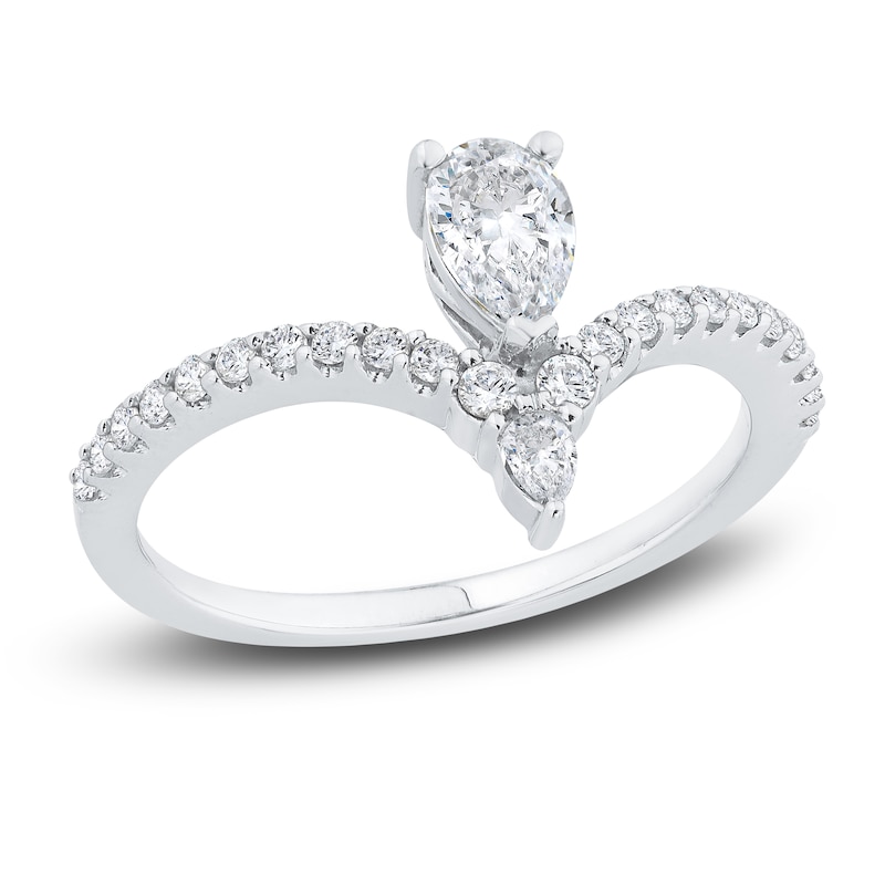 Main Image 1 of Diamond Engagement Ring 3/4 ct tw Pear/Round 14K White Gold