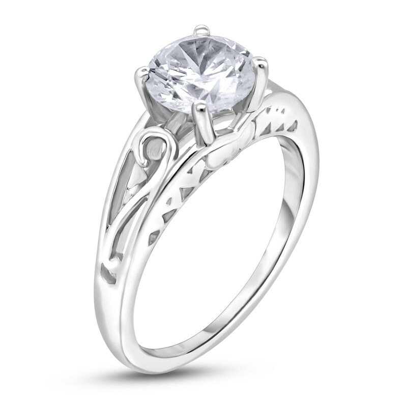 Main Image 2 of Diamond Solitaire Scroll Engagement Ring 3/4 ct tw Round 14K White Gold (I2/I)