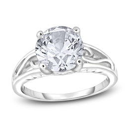 Diamond Solitaire Scroll Engagement Ring 2 ct tw Round 14K White Gold (I2/I)
