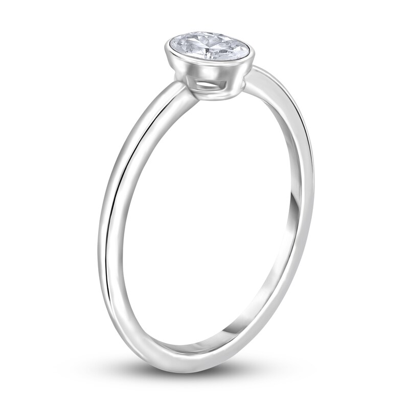Main Image 2 of Diamond Solitaire Engagement Ring 1/4 ct tw Bezel-Set Oval 14K White Gold (I2/I)