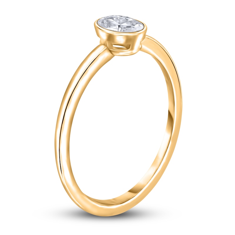 Main Image 2 of Diamond Solitaire Engagement Ring 1/4 ct tw Bezel-Set Oval 14K Yellow Gold (I2/I)