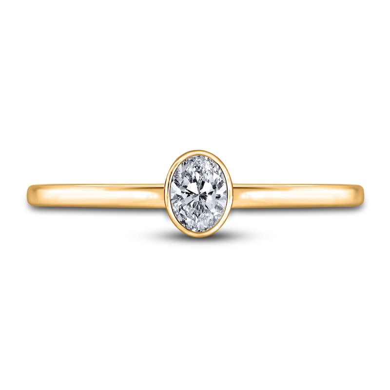 Main Image 3 of Diamond Solitaire Engagement Ring 1/4 ct tw Bezel-Set Oval 14K Yellow Gold (I2/I)
