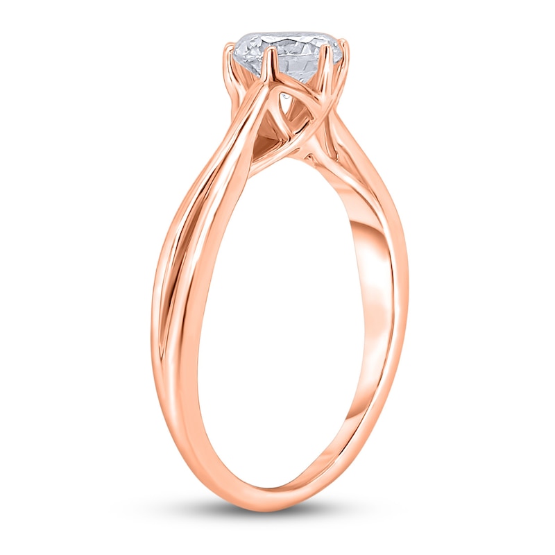 Main Image 2 of Diamond Solitaire Twist Engagement Ring 3/4 ct tw Round 14K Rose Gold (I2/I)