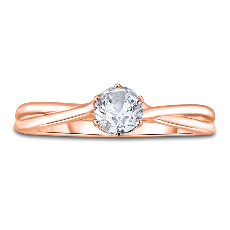 Main Image 3 of Diamond Solitaire Twist Engagement Ring 3/4 ct tw Round 14K Rose Gold (I2/I)