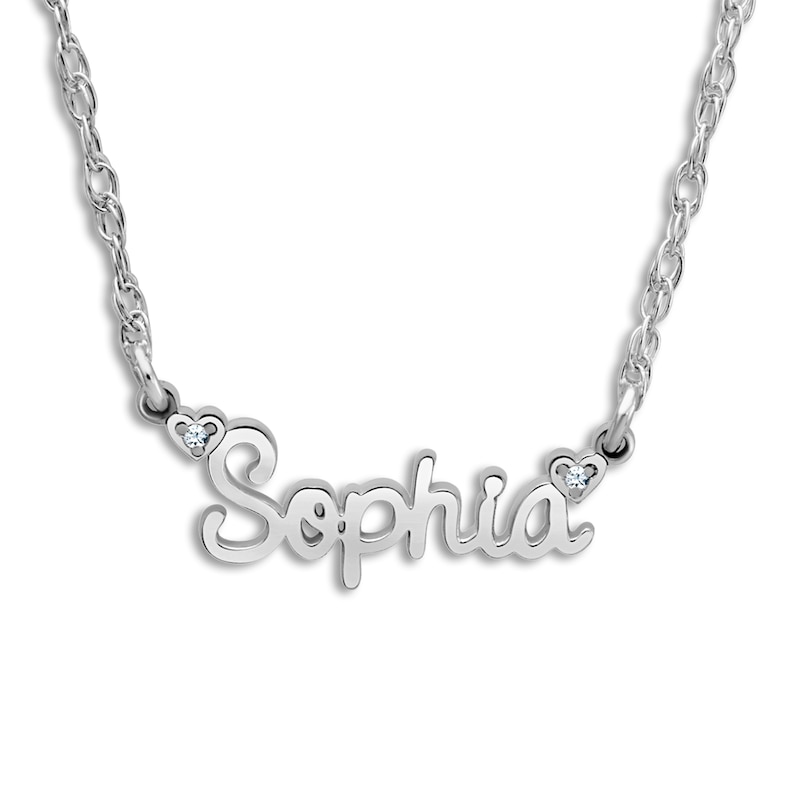 Main Image 1 of Personalized Name Necklace Diamond Accents 14K White Gold 18"