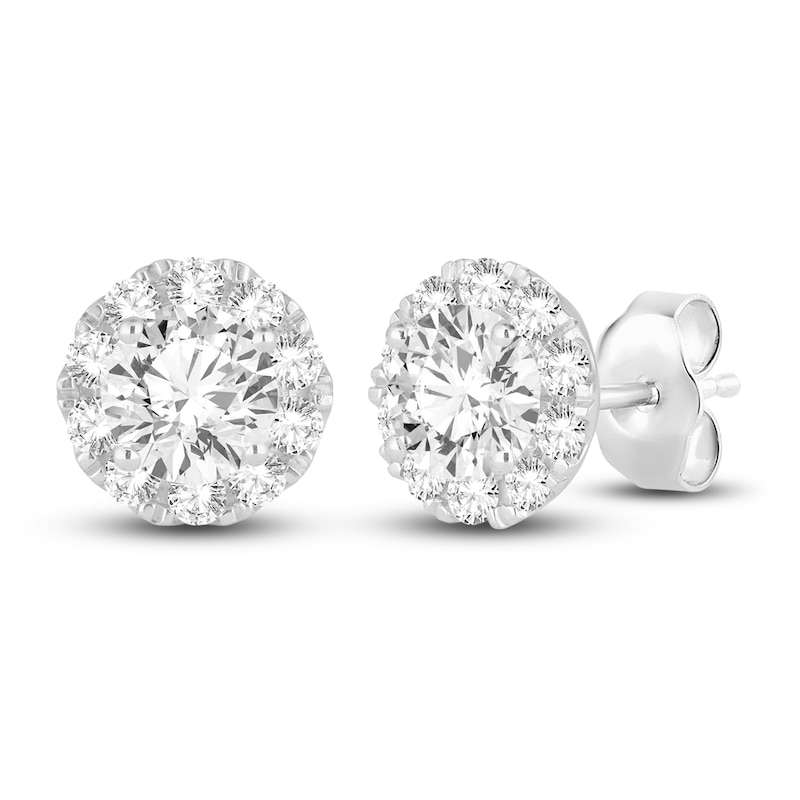 Main Image 1 of Diamond Stud Earrings 1 ct tw Round 14K White Gold