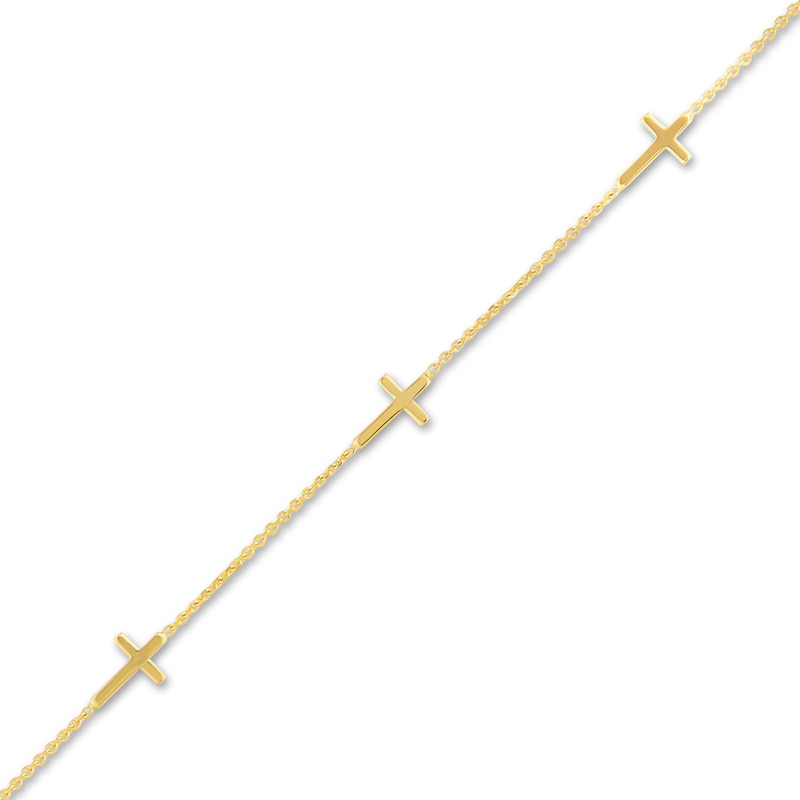 Main Image 2 of 5 Cross Station Bracelet 14K Yellow Gold 7.25"