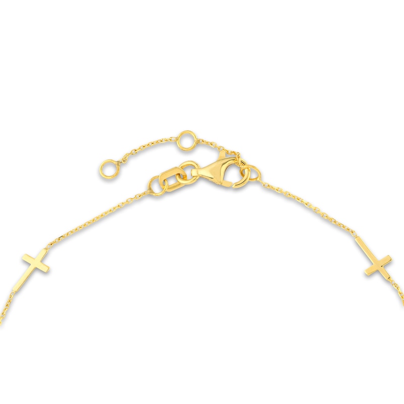 Main Image 3 of 5 Cross Station Bracelet 14K Yellow Gold 7.25"