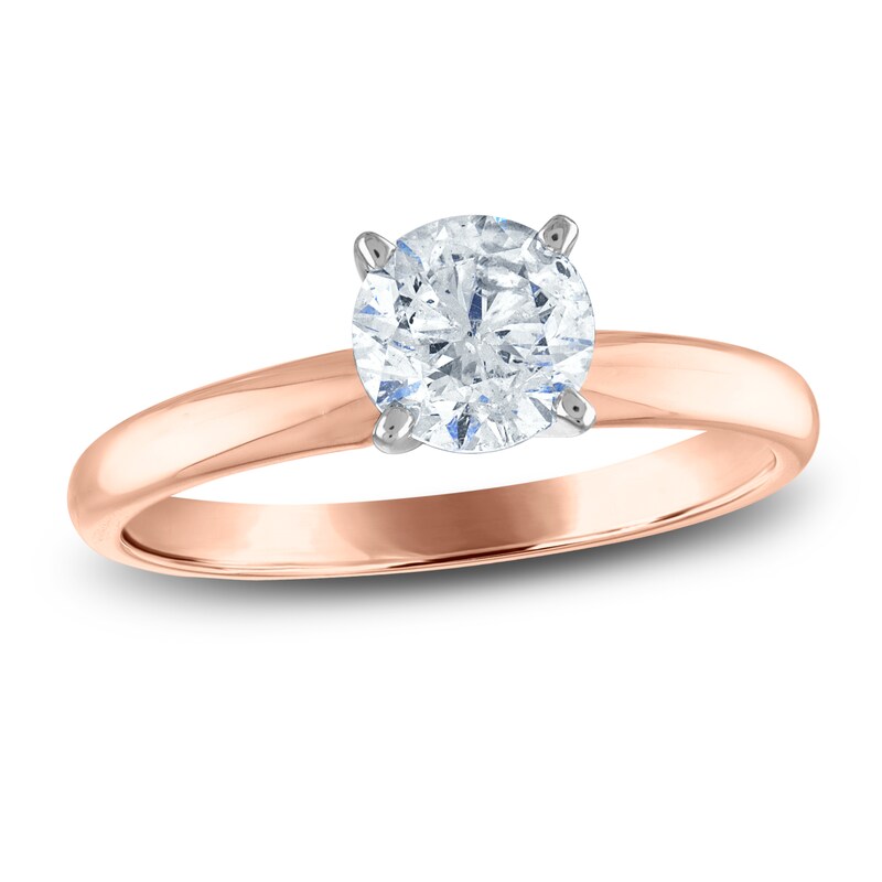 Main Image 1 of Diamond Solitaire Ring 1 ct tw Round 14K Rose Gold (I2/I)