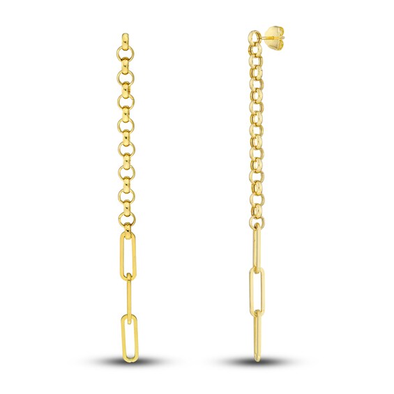 Jared The Galleria Of Jewelry Paperclip/Rolo Chain Dangle Earrings 14K Yellow Gold
