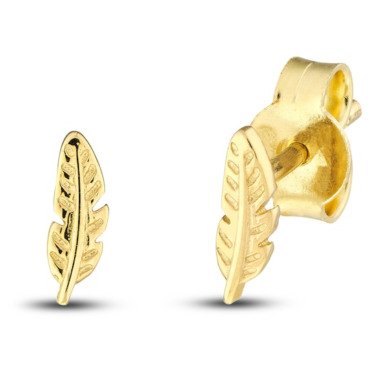 Jared The Galleria Of Jewelry Feather Stud Earrings 14K Yellow Gold