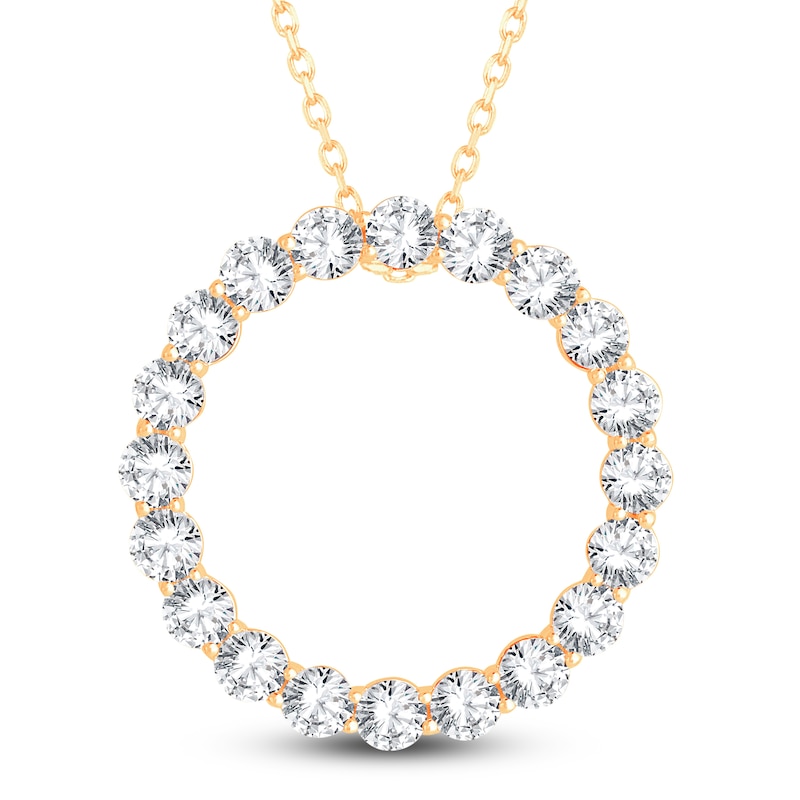 Main Image 1 of Diamond Circle Pendant Necklace 5 ct tw Round 14K Yellow Gold 18"