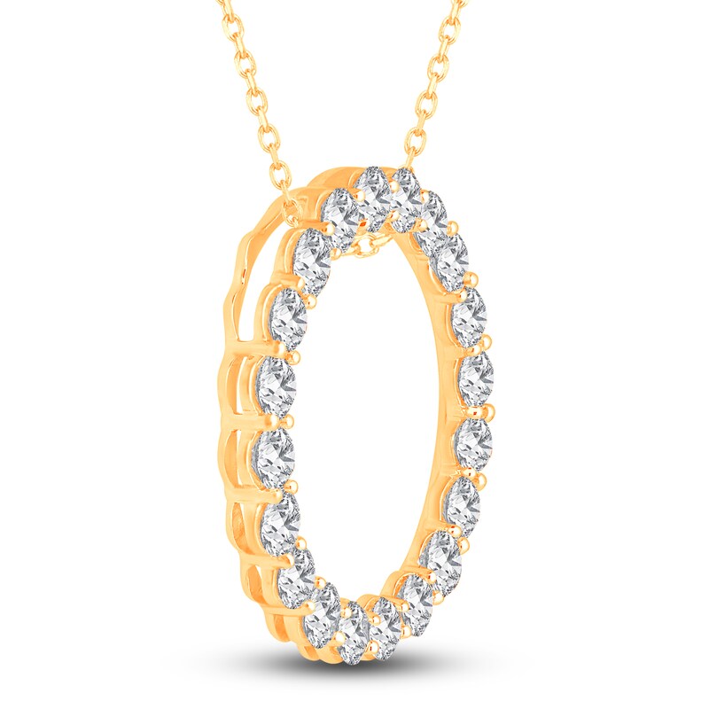 Main Image 2 of Diamond Circle Pendant Necklace 5 ct tw Round 14K Yellow Gold 18"