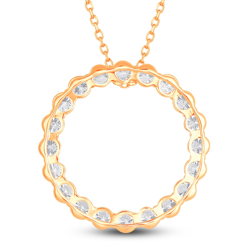 Main Image 3 of Diamond Circle Pendant Necklace 5 ct tw Round 14K Yellow Gold 18"