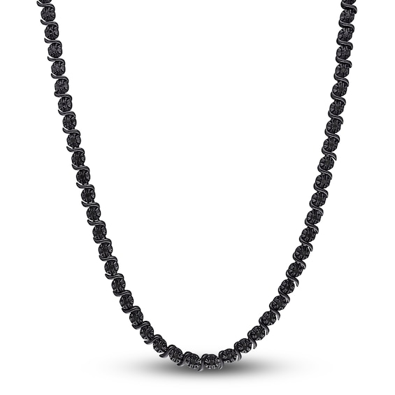 Jared The Galleria Of Jewelry Black Diamond Tennis Necklace 1/2 ct tw Round Sterling Silver 17