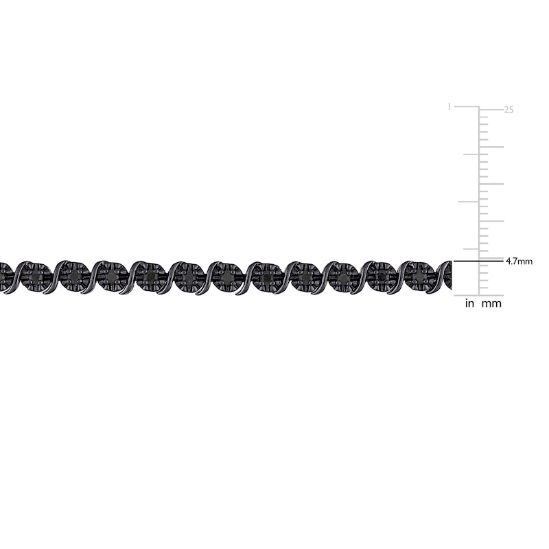 Main Image 4 of Black Diamond Tennis Necklace 1/2 ct tw Round Sterling Silver 17"