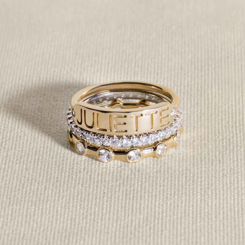 Juliette Maison Diamond Engravable Ring 1/20 ct tw Round 10K White Gold