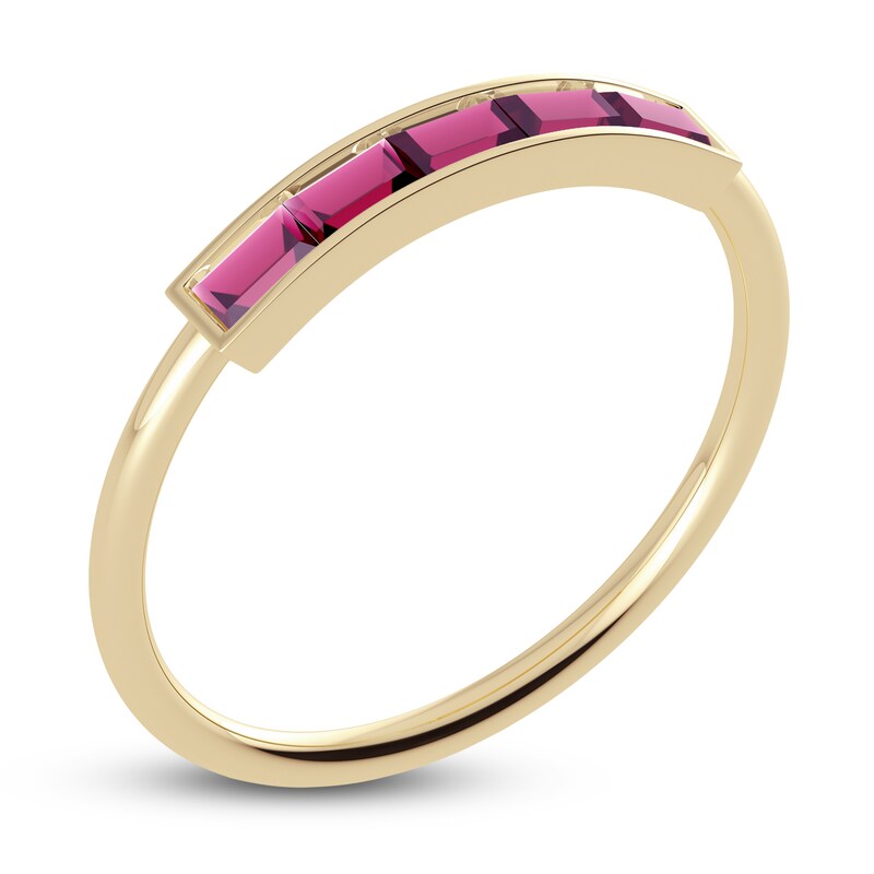 Main Image 2 of Juliette Maison Natural Rhodolite Garnet Baguette Bar Ring 10K Yellow Gold