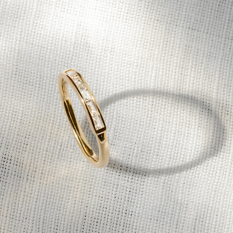 Main Image 4 of Juliette Maison Natural Rhodolite Garnet Baguette Bar Ring 10K Yellow Gold