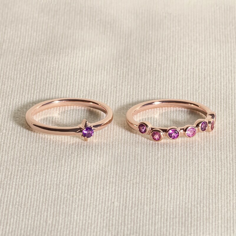 Main Image 4 of Juliette Maison Natural Blue Sapphire & Natural Garnet Ring 10K Yellow Gold