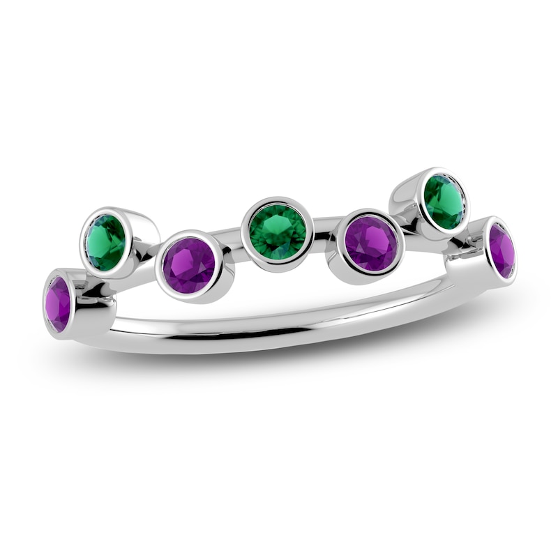 Main Image 1 of Juliette Maison Natural Emerald & Natural Amethyst Ring 10K White Gold