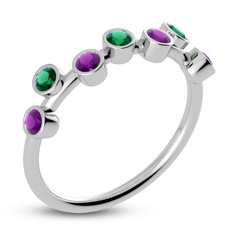 Main Image 2 of Juliette Maison Natural Emerald & Natural Amethyst Ring 10K White Gold