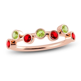 Juliette Maison Natural Peridot & Natural Ruby Ring 10K Rose Gold