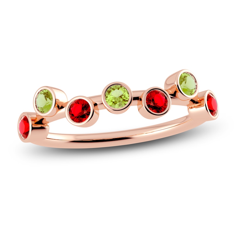 Main Image 1 of Juliette Maison Natural Peridot & Natural Ruby Ring 10K Rose Gold