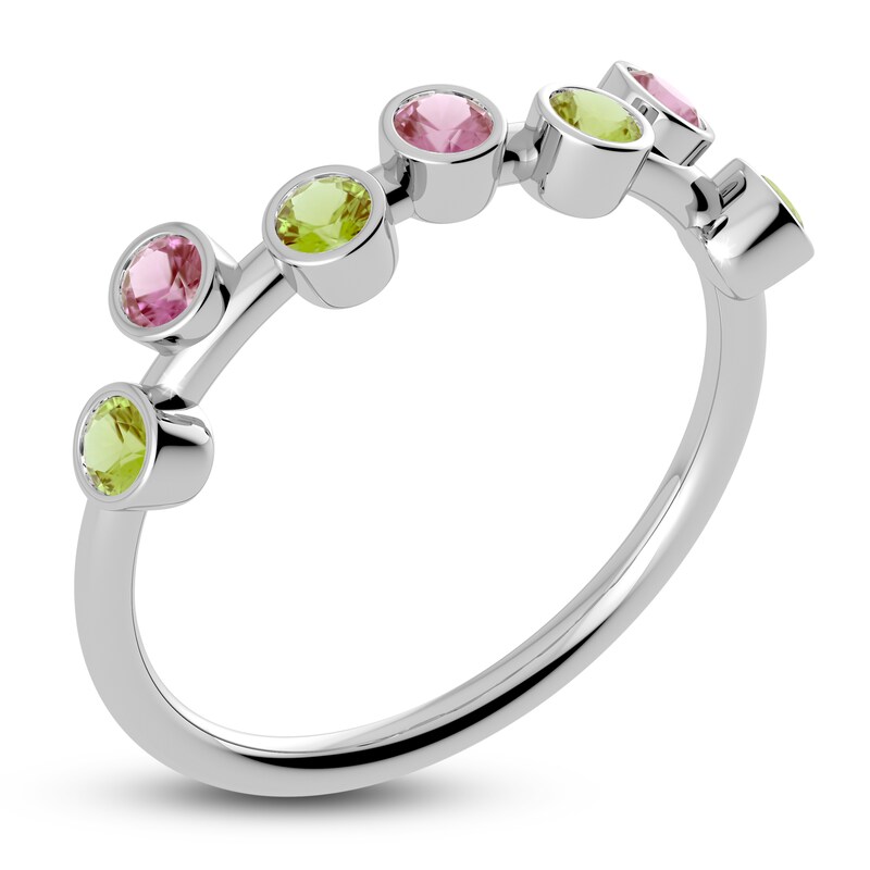 Main Image 2 of Juliette Maison Natural Peridot & Natural Pink Tourmaline Ring 10K White Gold