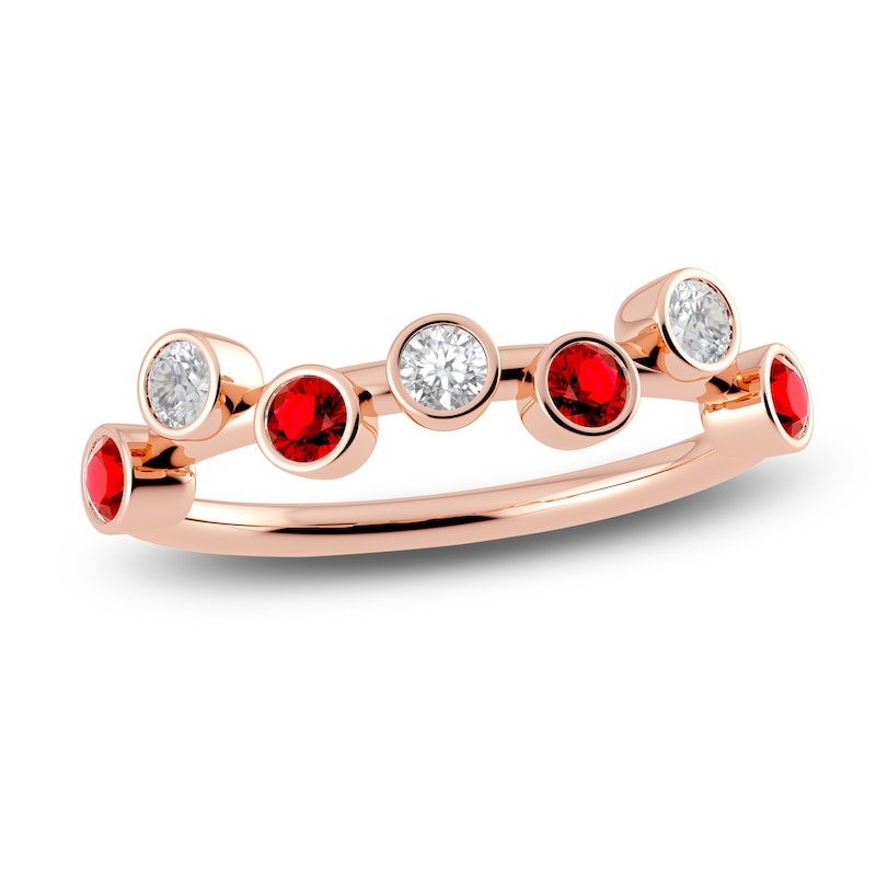 Main Image 1 of Juliette Maison Natural White Sapphire & Natural Ruby Ring 10K Rose Gold