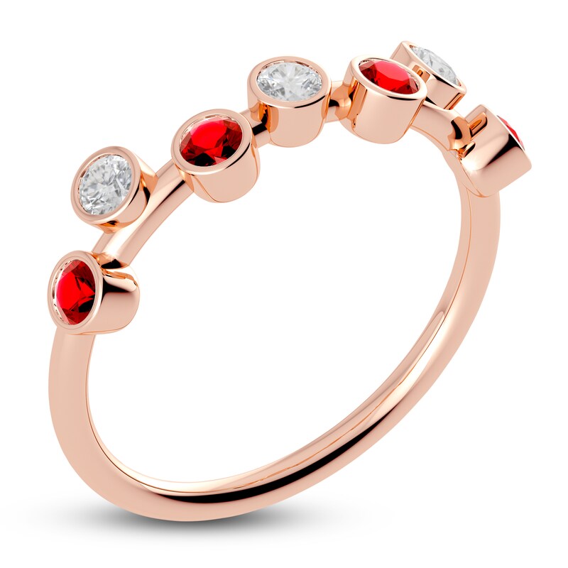 Main Image 2 of Juliette Maison Natural White Sapphire & Natural Ruby Ring 10K Rose Gold