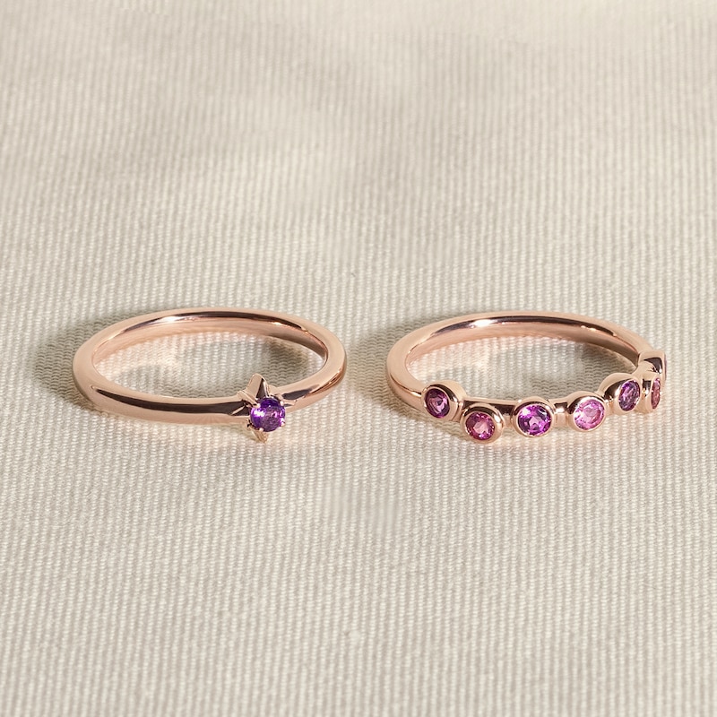 Main Image 4 of Juliette Maison Natural White Sapphire & Natural Ruby Ring 10K Rose Gold