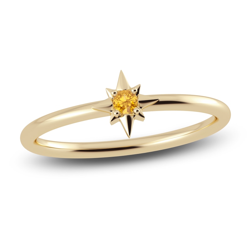 Juliette Maison Natural Citrine Starburst Ring 10K Yellow Gold