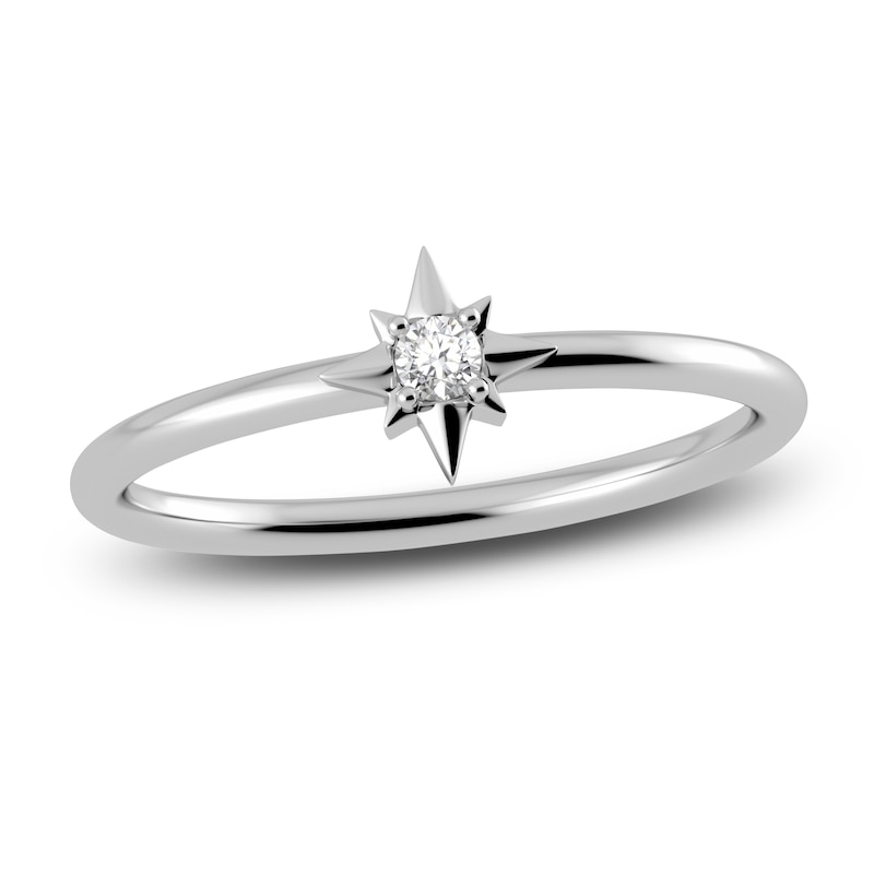 Main Image 1 of Juliette Maison Natural White Sapphire Starburst Ring 10K White Gold