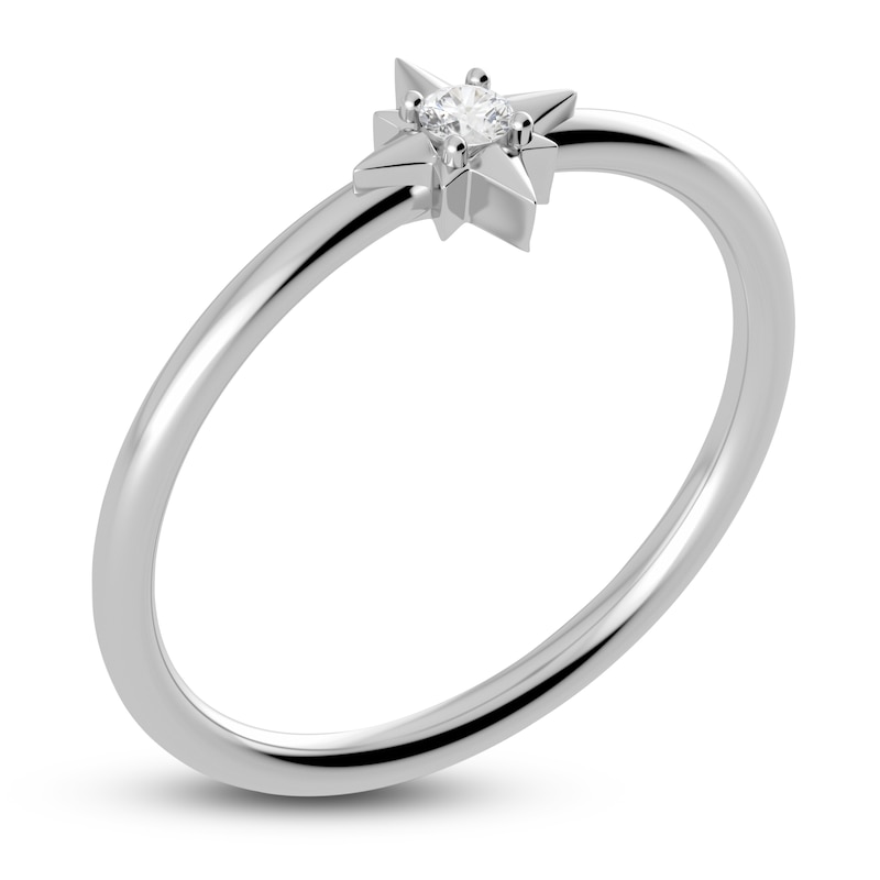 Main Image 2 of Juliette Maison Natural White Sapphire Starburst Ring 10K White Gold